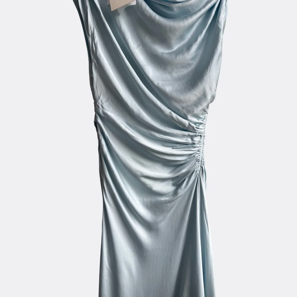 NWT A.L.C. Penny Satin Maxi Dress Cascade Blue sz 0 - Picture 6 of 9